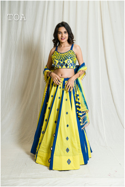 Dual Pop up Panel Mirror Work Skirt - YB