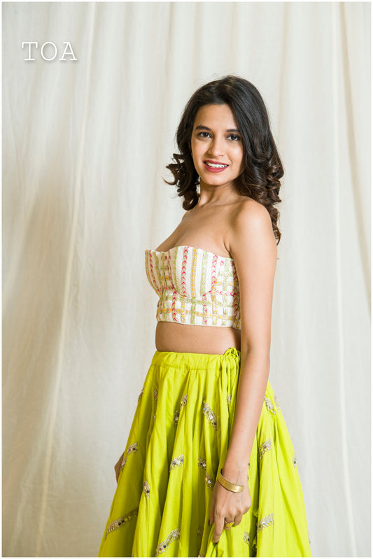 Lime Green Off White Corset Outfit 💫