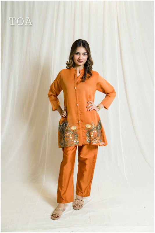 Festive co-ord Chanderi Mustard