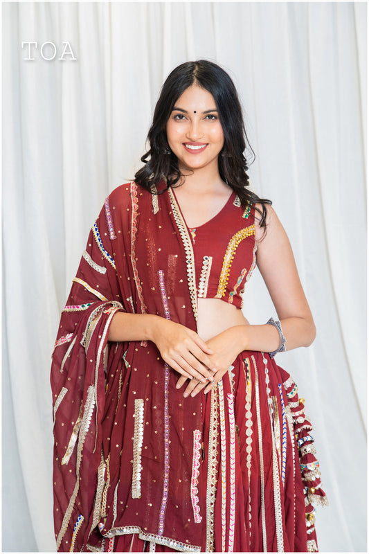 Shades Of Border - BKD 1.O Dupatta - Maroon