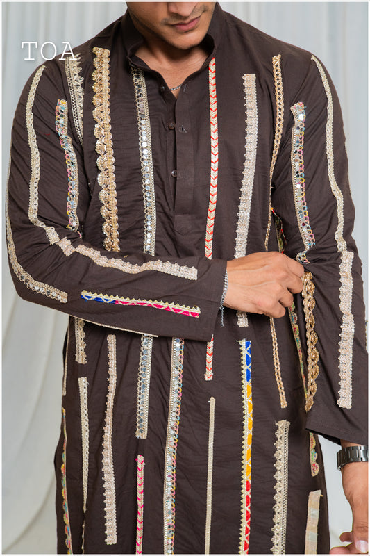 Shades Of Borders - BKD 1.O Kurta - Brown