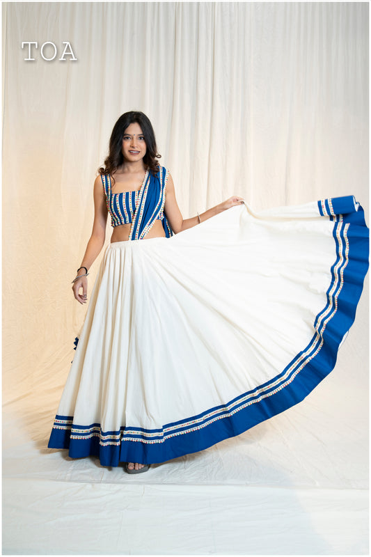 Multi Wooden Bead Skirt Off White to Blue