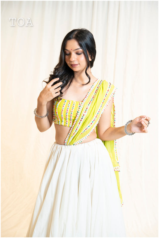 Multi Wooden Beads Top - Lime SLeevless