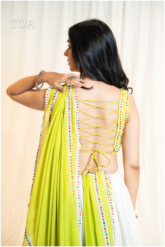 Multi Wooden Beads Top - Lime SLeevless