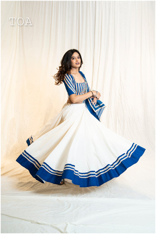 Multi Wooden Bead Skirt Off White to Blue