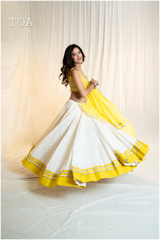 Multi Wooden Bead Skirt Off White to Lime Yellow