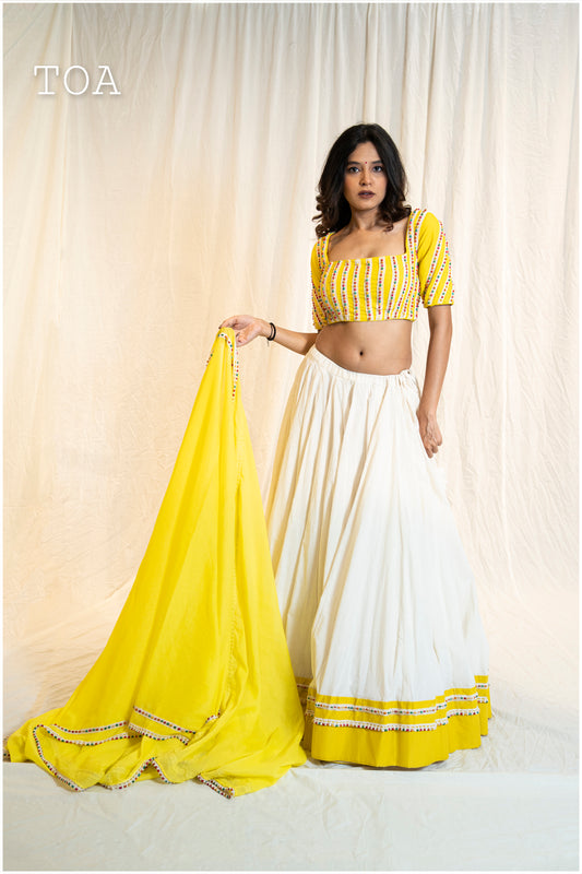 Multi Wooden Bead Skirt Off White to Lime Yellow