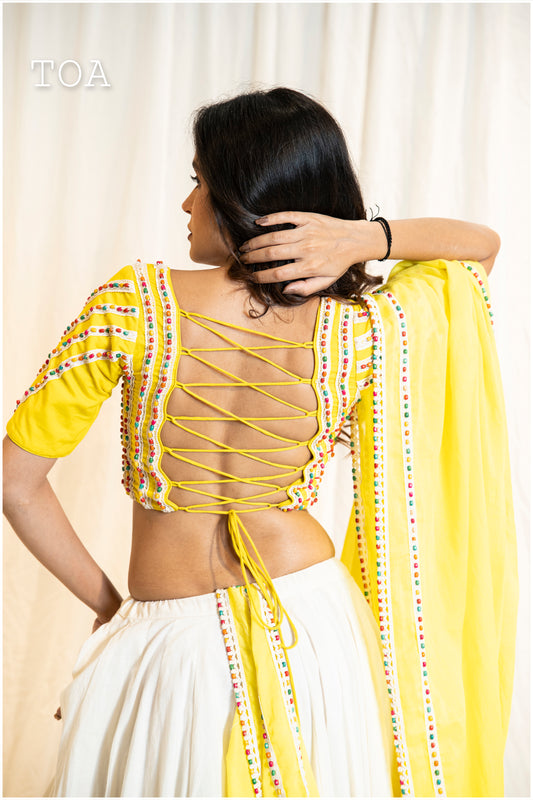 Multi Wooden Beads Top - Lime EL Sleeves