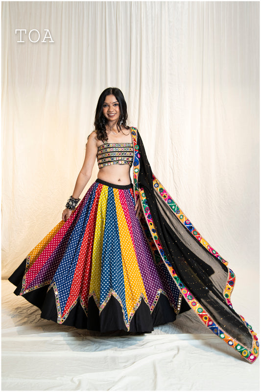 Multi Bandhani Cotton Set - Black SL