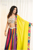 Multi Mirror Dupatta Georgette - Lime Green