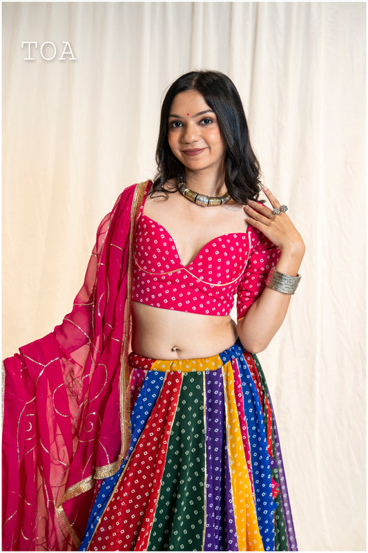 Bandhani Georgette Top - Pink