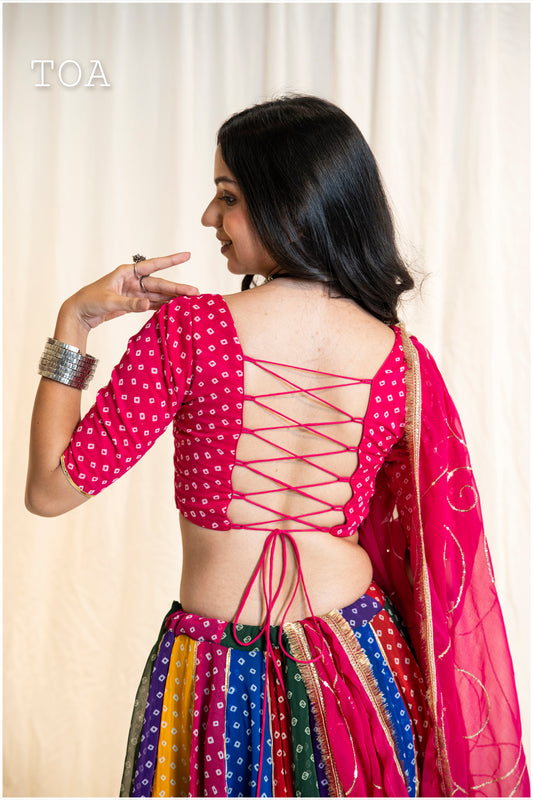 Bandhani Georgette Top - Pink