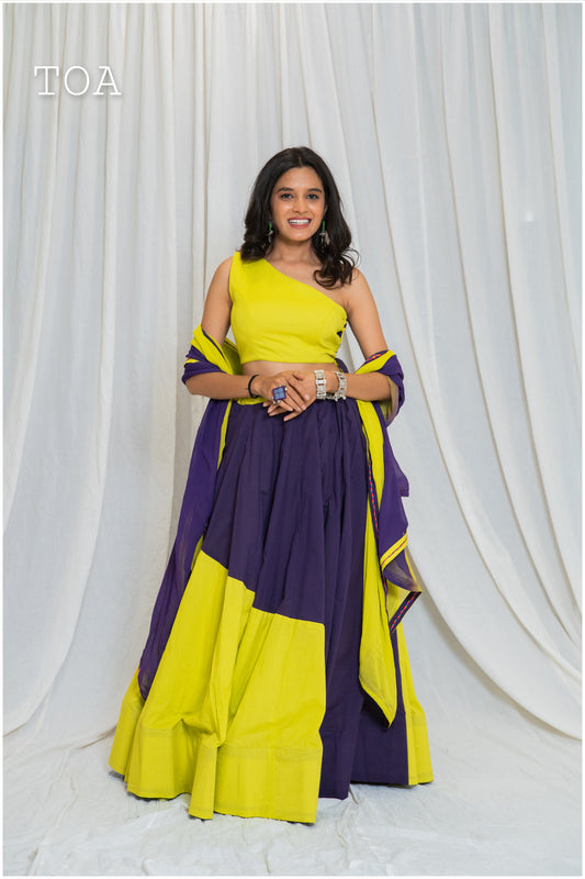 Shades Of Solid - Wave Skirt - Lime Green to Purple
