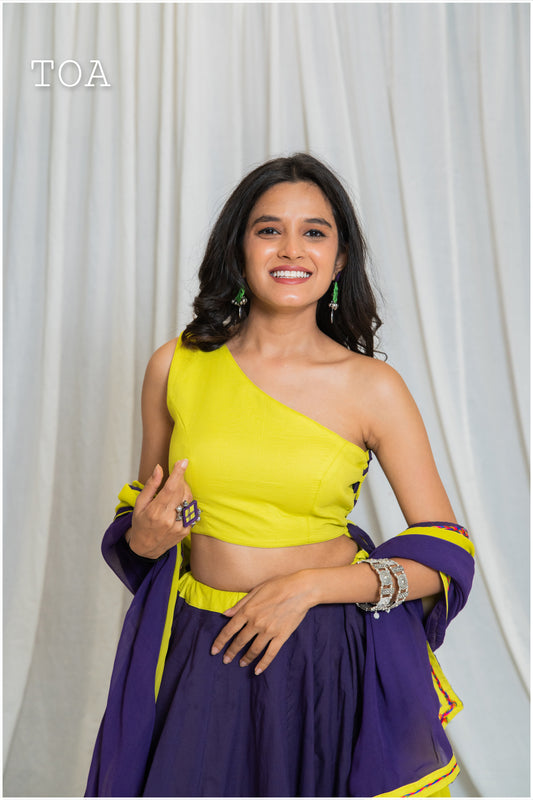 Shades Of Solid - Off Shoulder Wave Outfit - Lilac Purple