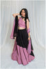 Shades Of Solid - Off Shoulder Wave Outfit - Dusty Pink & Black