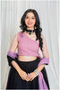 Shades Of Solid - Off Shoulder Wave Outfit - Dusty Pink & Black