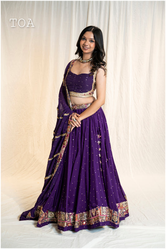 Georgette vintage vibe set - Purple