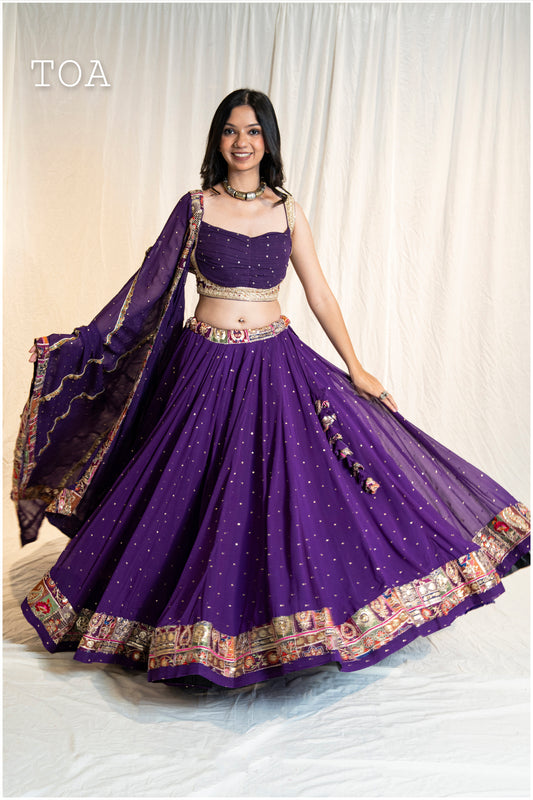 Georgette vintage vibe set - Purple