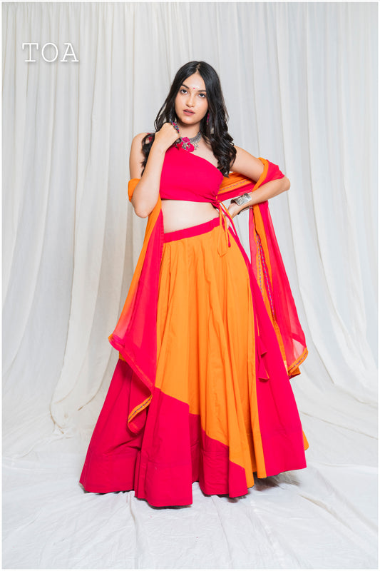 Shades Of Solid - Off Shoulder Wave Outfit - OrangeRani