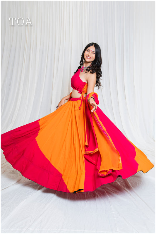 Shades Of Solid - Wave Skirt - Orange Rani