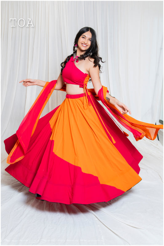 Shades Of Solid - Off Shoulder Wave Outfit - OrangeRani