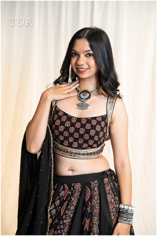 Ajrakh Grace Top - Black