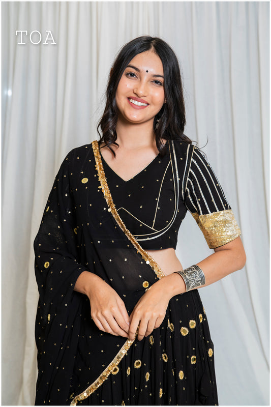 Shades of Lampi - Sequins Sitara EL Lampi Top - Black