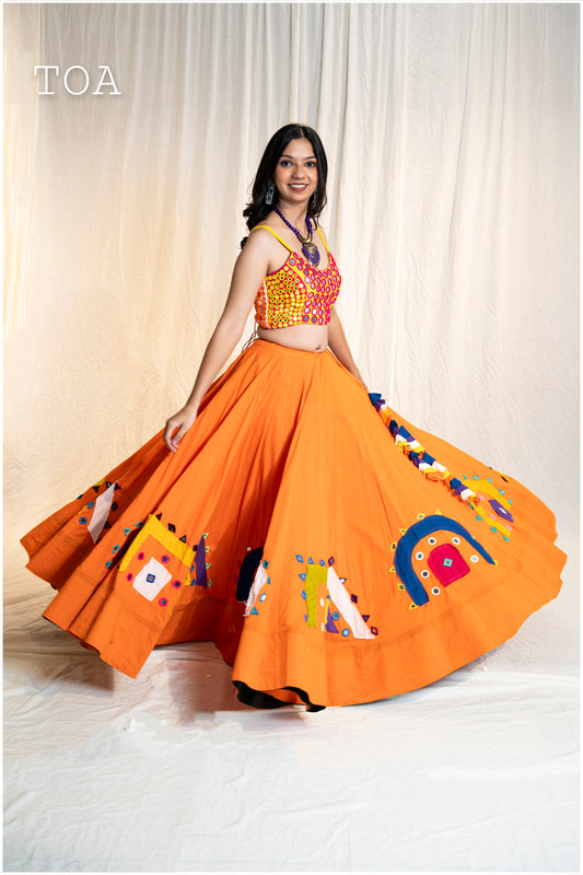 Mirror Pop Up Skirt Only - Orange