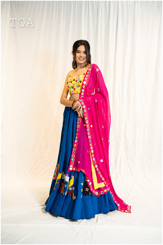 Pop Up Mirror Work Dupatta - Pink