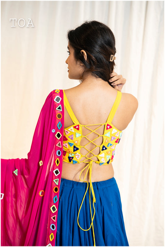 Pop Up Mirror Work Dupatta - Pink