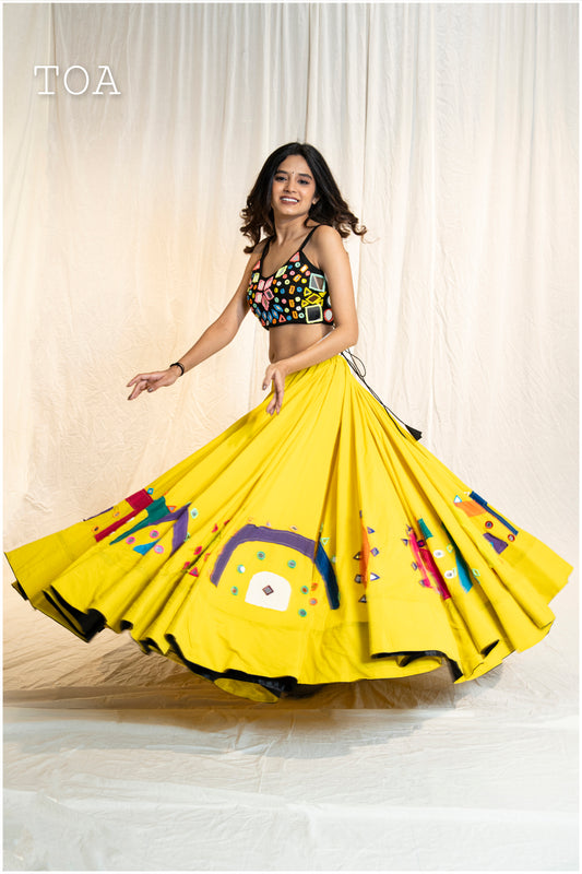 Mirror Pop Up Skirt Only - Lime Yellow