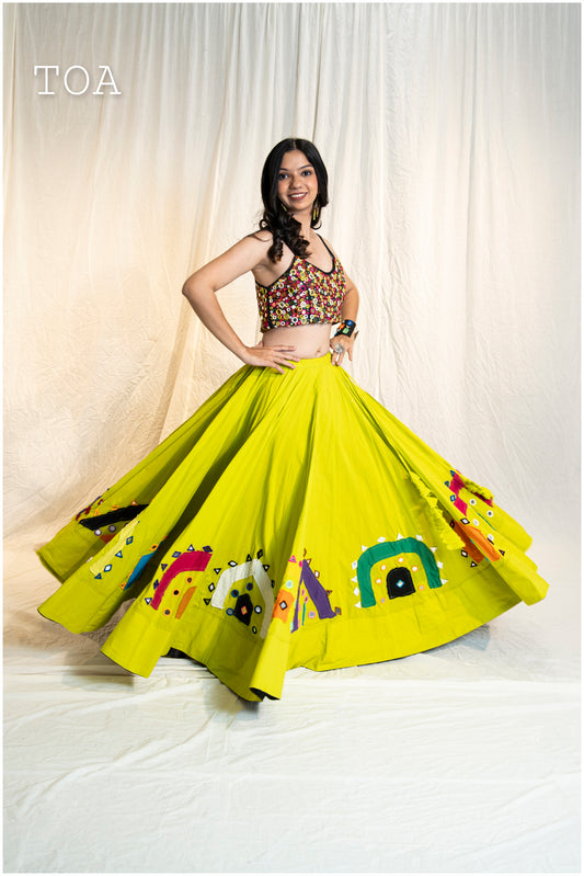 Mirror Pop Up Skirt Only - Lime Green