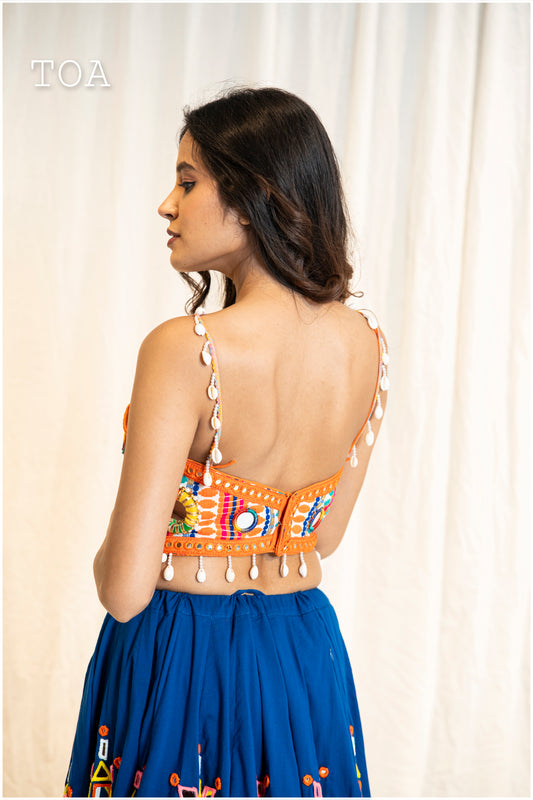 Kashmiri Mirror Work Top - Orange