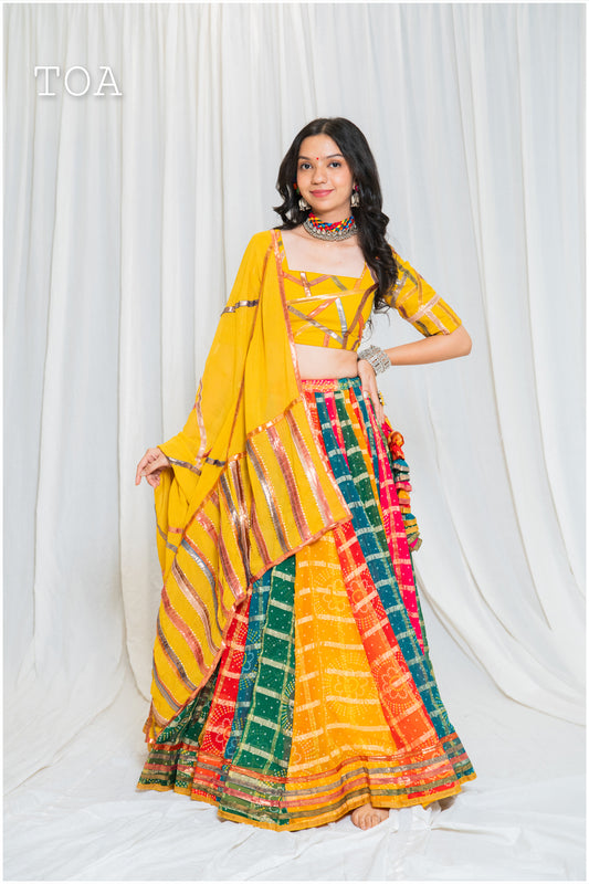 Shades Of Lampi - Multi Gharchola Bandhani Lampi Outfit - EL
