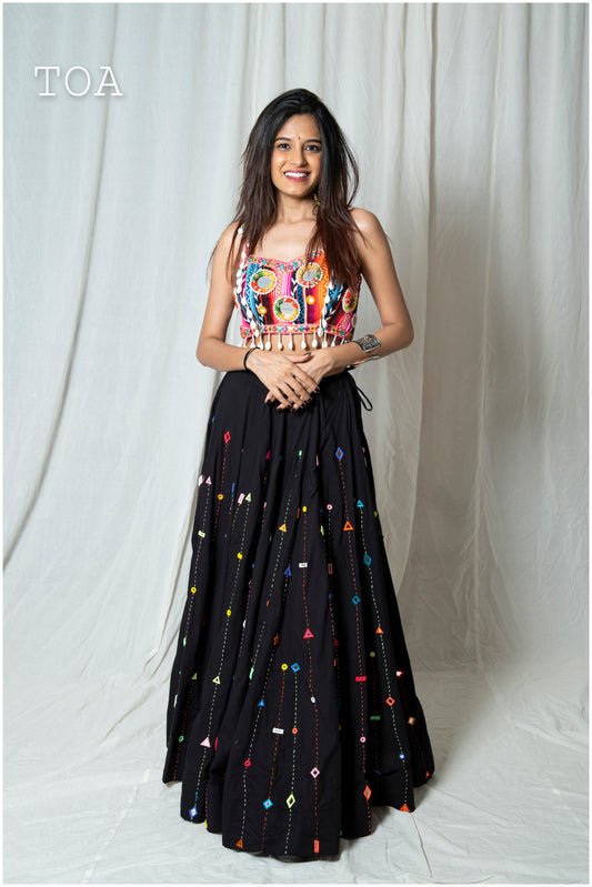 Multi Mirror Skirt - Black