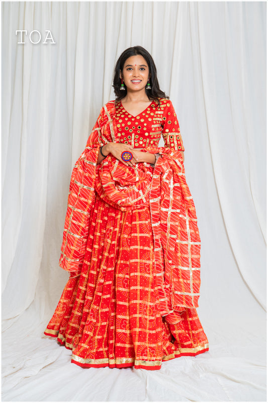 Shades Of Lampi - Gharchola Lampi Dupatta - Red