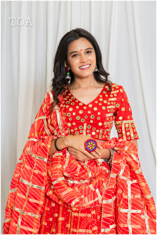 Shades Of Lampi - Gharchola Lampi Dupatta - Red