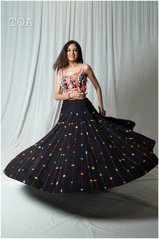 Multi Mirror Skirt - Black