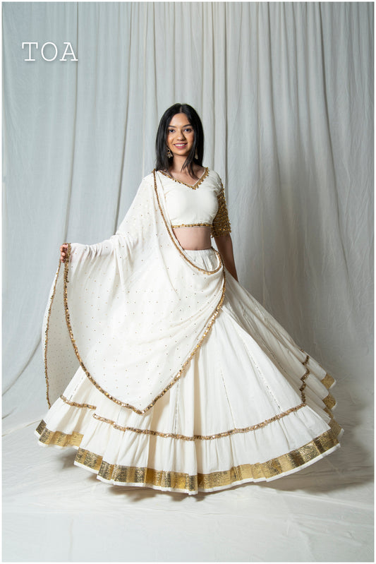 Punjabi Kiran Border Off White Sequins Dupatta Only