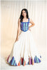 Kashmiri Top & Skirt - Blue & Off White Multi