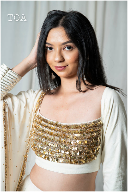 Gold Gleam Off White Top