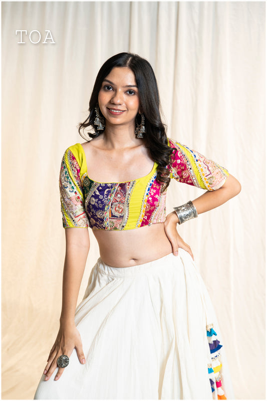Mosaic Multi Top - Lime green