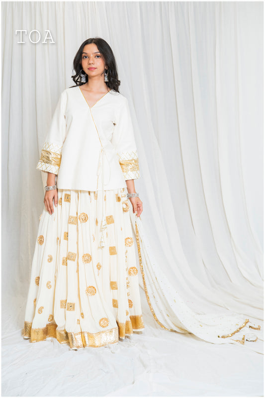 Shades Of Lampi - Traditional Angarkha Lampi Top - Off White