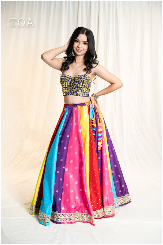 Multi Banarasi Rangeen Skirt Only
