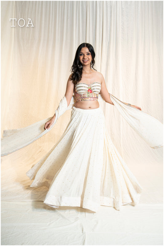 Georgette Sequins Sitara Skirt Only - Off White