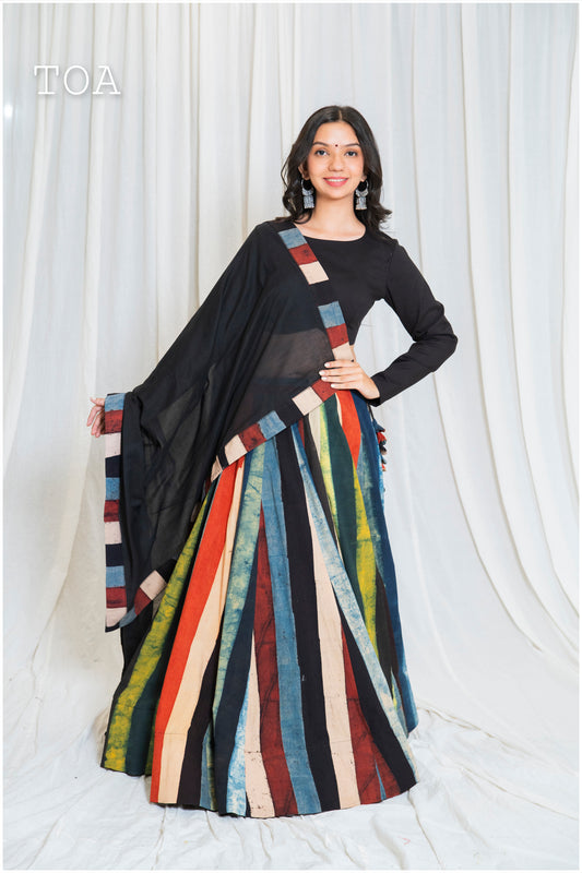 Shades of Ajrakh - Stripes Skirt