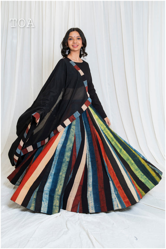 Shades of Ajrakh - Stripes Skirt
