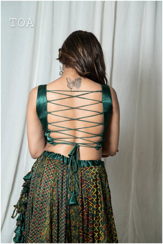 Premium Design Gaji Blouse (Green - SL)