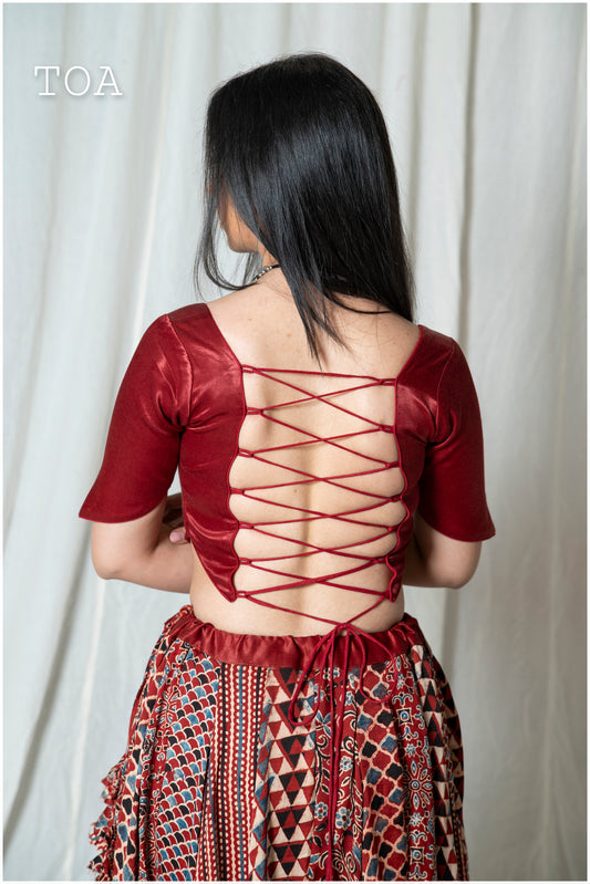 Premium Design Gaji Blouse (Maroon - EL)