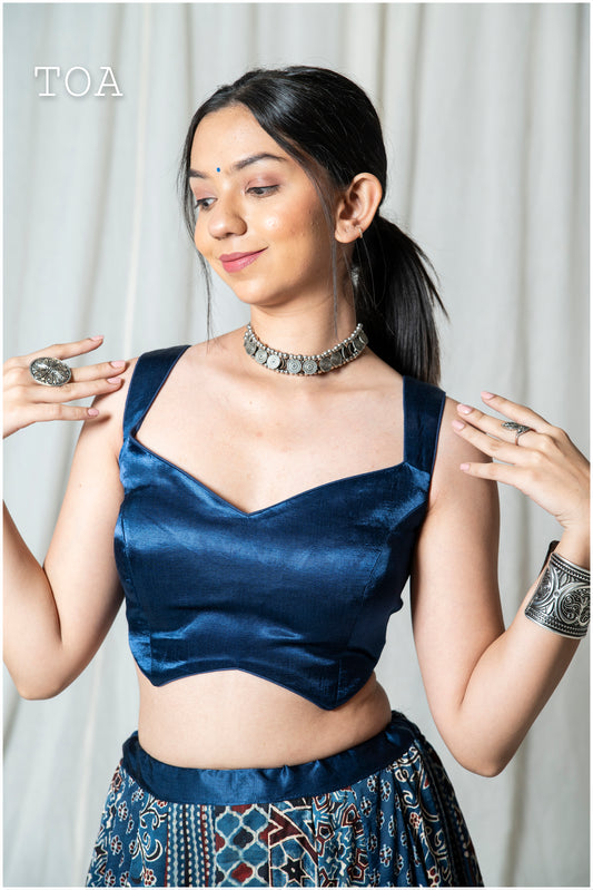 Premium Design Gaji Blouse (Indigo Blue - SL)